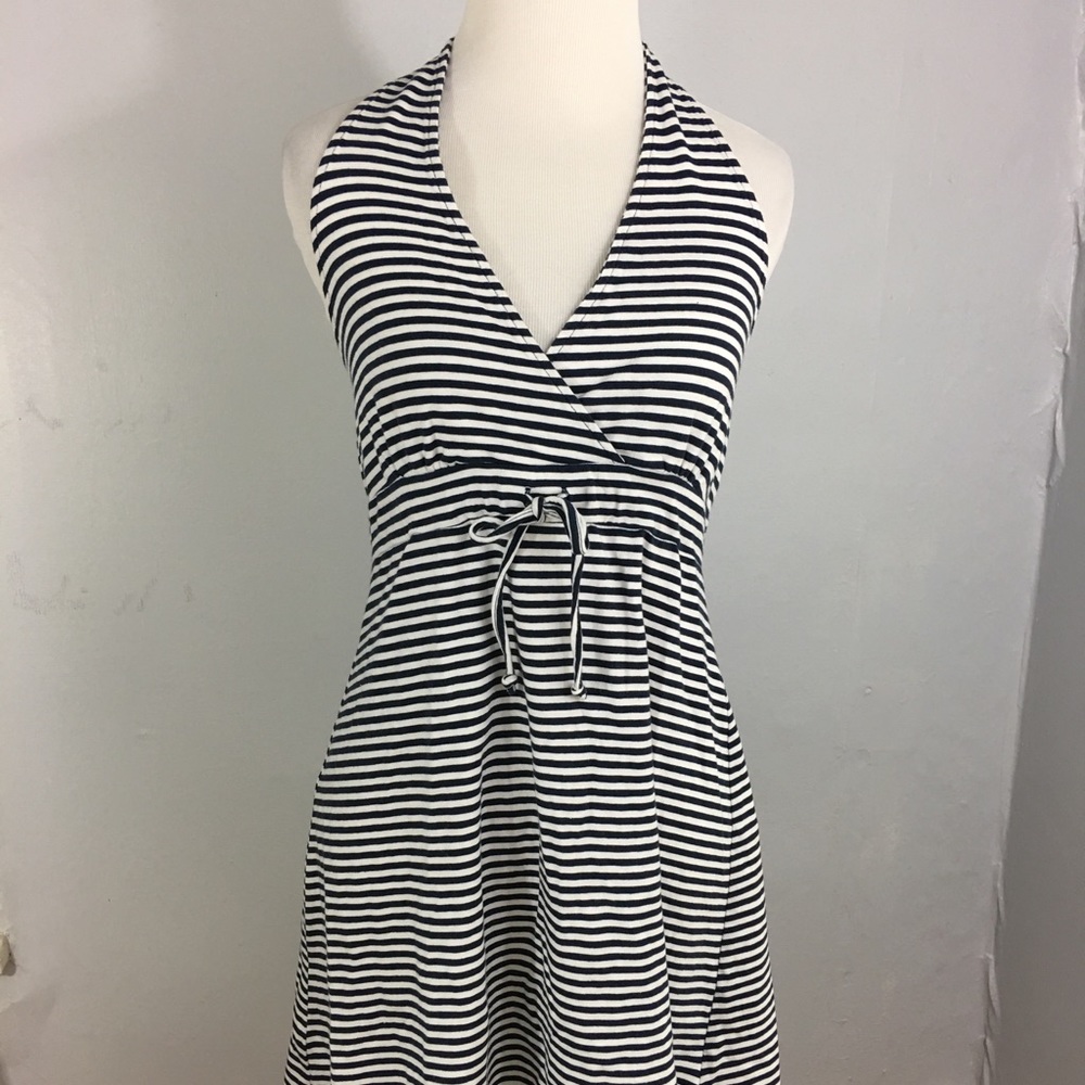 Sailor stripe cover up halter dress